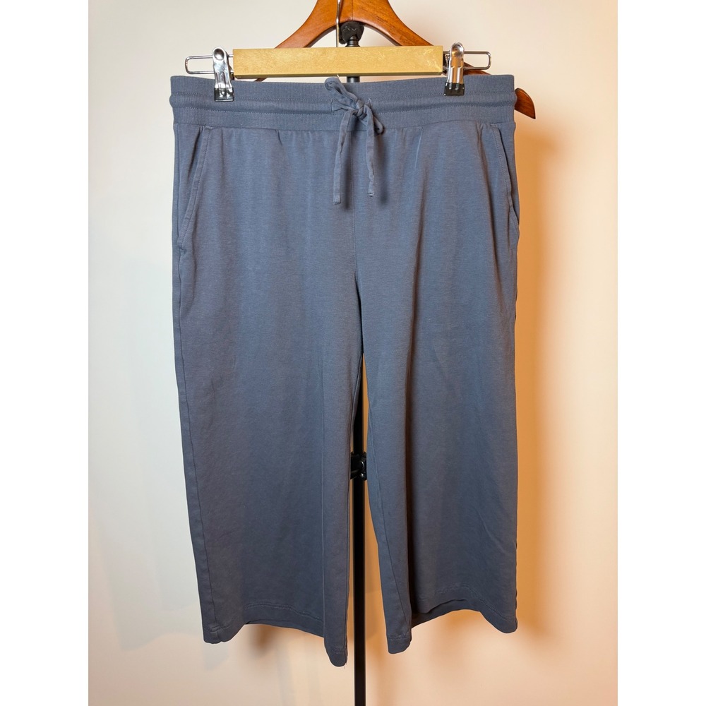 Haven Well Within Blue Grey Cotton Crop Wide Leg Lounge Pants Medium VN5092